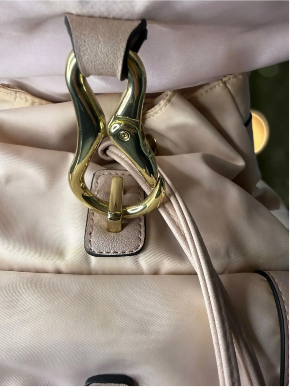 Madden Girl Blush Pink Mini Backpack | Nylon Convertible Bookbag | Gold Hardware